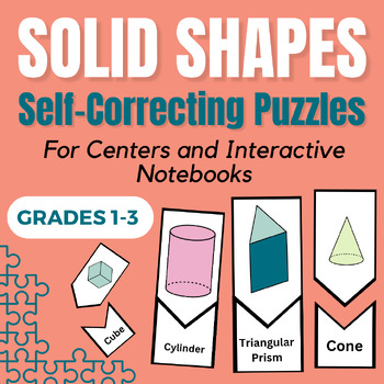 3D Shapes Puzzle: Solid Shapes Interactive Notebook and Center Activity