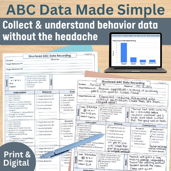 ABC Data Collection Sheets- Editable Forms, Self-Creating Graphs, & Video Guides