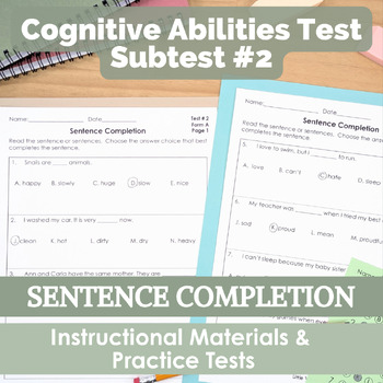 CogAT Study Guide Subtest #2 Sentence Completion for 2nd Grade and Above