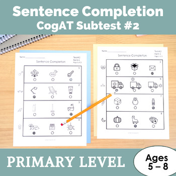 CogAT Study Guide Subtest #2 Sentence Completion for Kindergarten to 2nd Grade