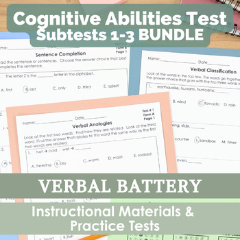 CogAT Verbal Reasoning BUNDLE for Subtests 1-3 Grades 2 and Up