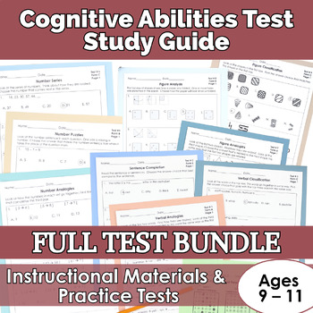 Cognitive Abilities Test Study Guide and Practice Tests (CogAT) BUNDLE Ages 9-11