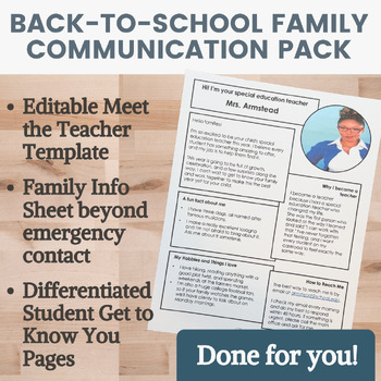 Meet the Teacher Editable Template PLUS Back to School Family Communication Pack