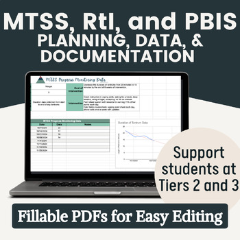 MTSS Forms, Graphs, & Implementation Guide for RtI, MTSS, & PBIS- Fillable PDFs
