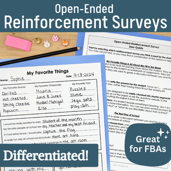 Open-Ended Reinforcement Surveys for Special Education, FBAs, or the Whole Class