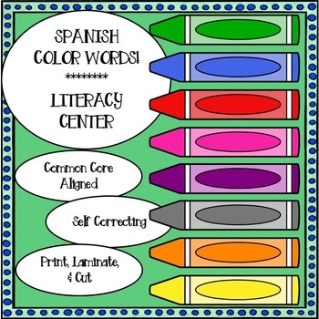 Spanish Color Sight Words Literacy Center- Self-Correcting Puzzles and Worksheet