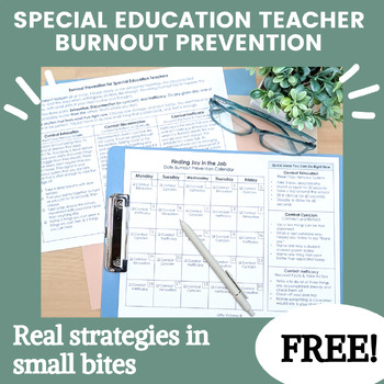 Special Education Teacher Burnout Prevention Free Calendar & Habit Tracker